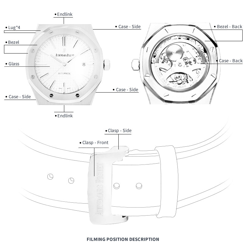 FINEWATCHCARE腕美手表膜 适用于爱彼皇家橡树型自动上链腕表系列15450OR.OO.D002CR.01表头表扣保护膜 FWC贴膜