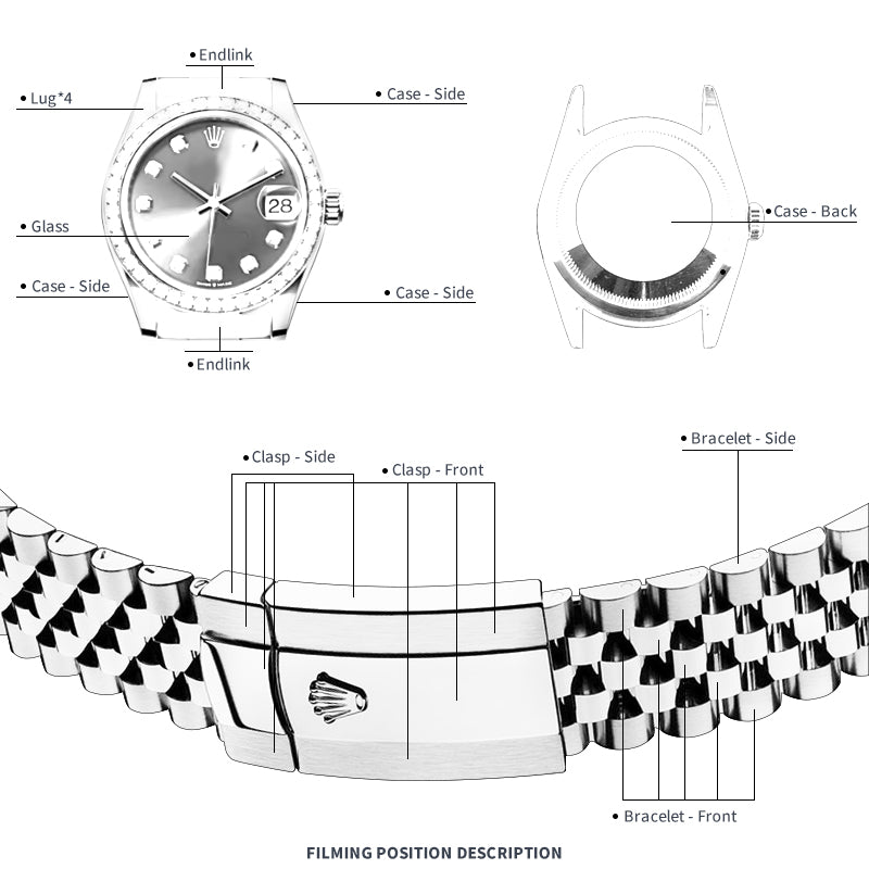 FINEWATCHCARE腕美手表膜 适用于劳力士日志型126234-0027表头表链表扣保护膜 FWC贴膜