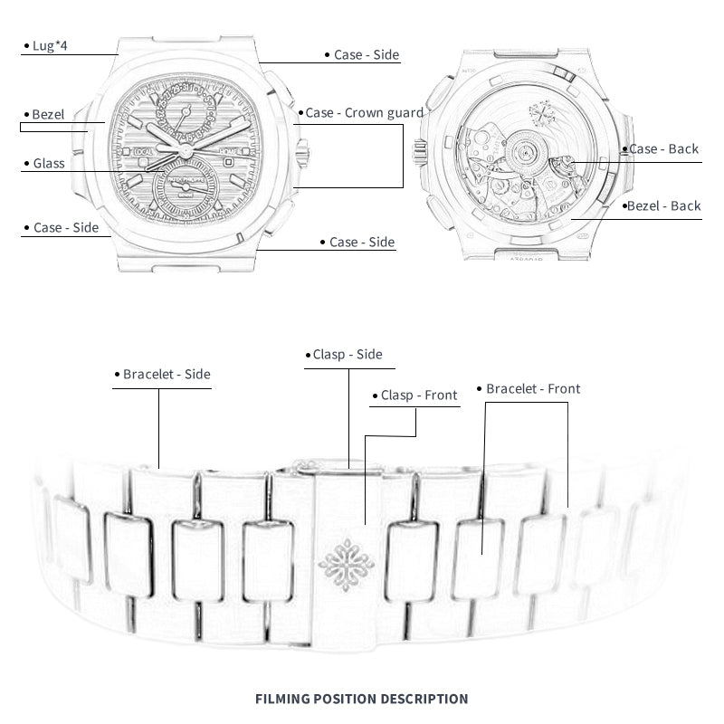 FINEWATCHCARE腕美手表膜 适用于百达翡丽5990/1R-001表头表链表扣保护膜 FWC贴膜