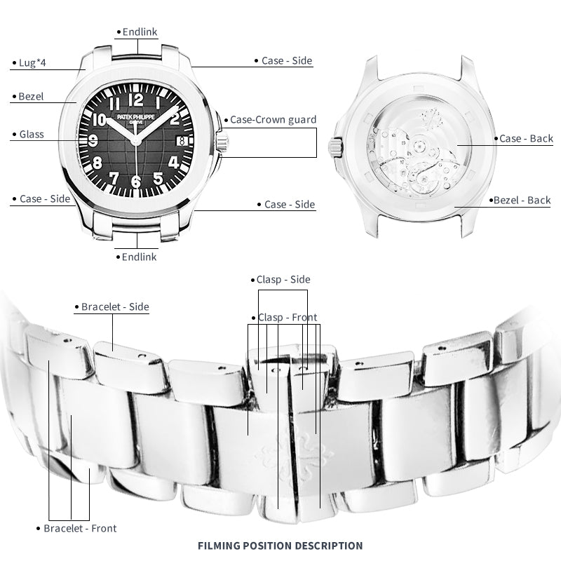 FINEWATCHCARE腕美手表膜 适用于百达翡丽Aquanaut5167/1A-001表头表链表扣保护膜 FWC贴膜