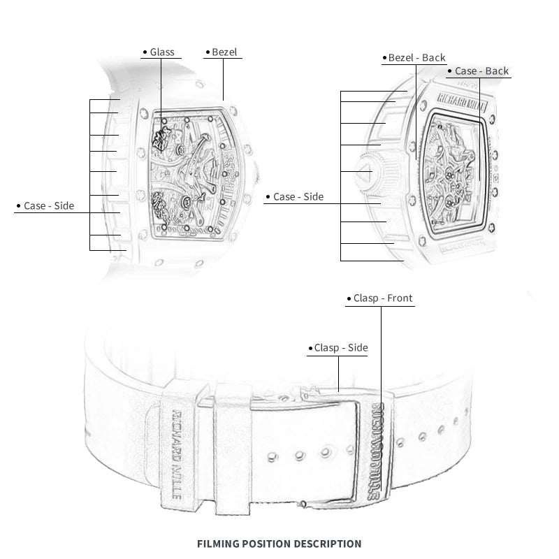 FINEWATCHCARE腕美手表膜 适用于理查德米勒RM 68-01表头表扣保护膜 FWC贴膜