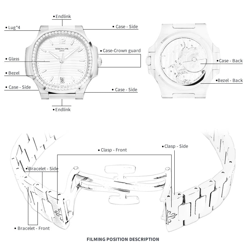 FINEWATCHCARE腕美手表膜 适用于百达翡丽7118/1200R-010表头表链表扣保护膜 FWC贴膜